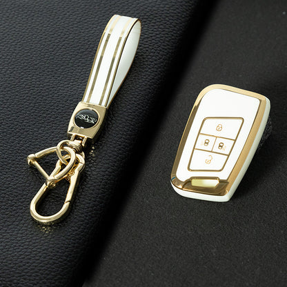 VOD3T1 White-Gold Plating TPU Car Key Case for VW Golf Tiguan Passat Lavida Jetta Bora Beetle Magotan Sagitar Santana Sharan