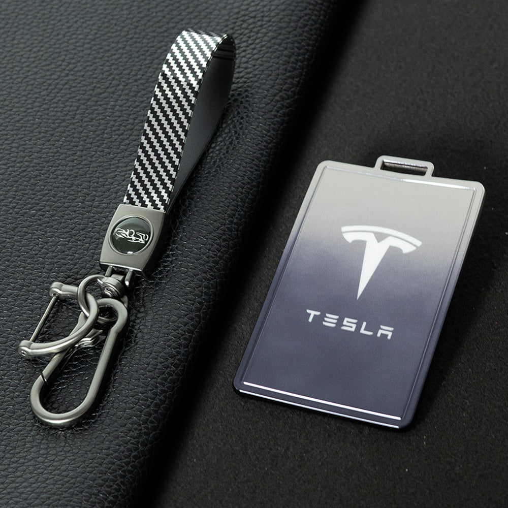 TEB1T1 Gradient Gray-Laser Engraving TPU Tesla Car Key Cover Scratch Resistant Lightweight Protective Case for Model 3/X/Y
