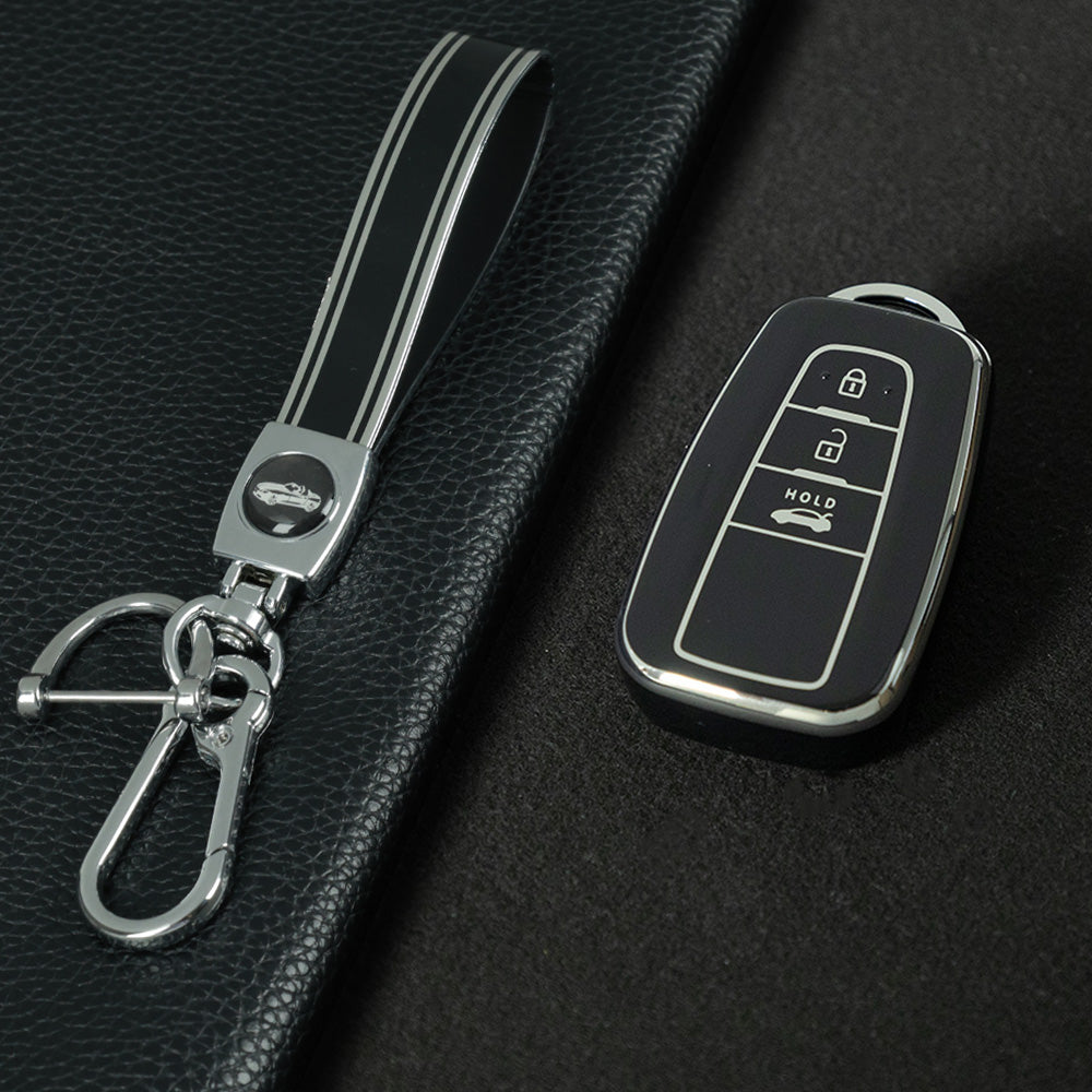 TOB1T1 Black-Silver Plating Car Key Cover For Toyota Rav4 Corolla CHR Verso Hilux Chaveiro Keyless Bag Car Accessories Key Cover TPU