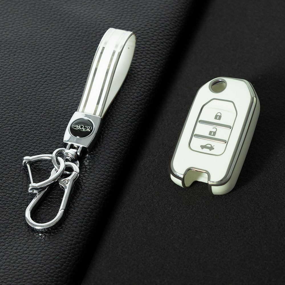HOC1T1 White-Silver Plating Car Key Cover 2022 New High Quality TPU Car Key Case for Honda Civic Accord CRV CR-V XRV Car Key Shell Cover