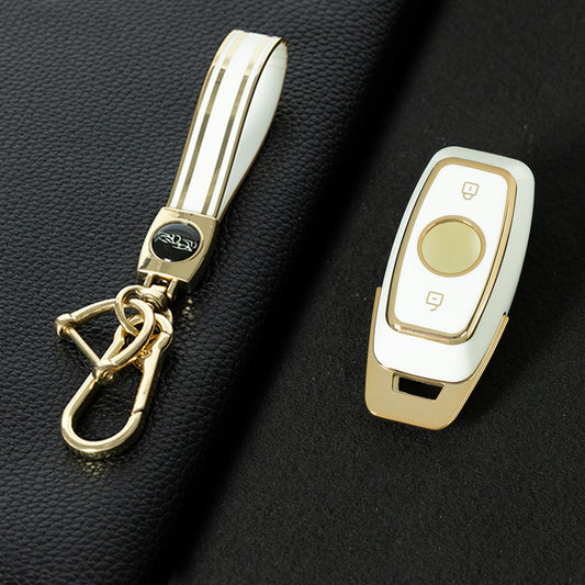 NUA1T1 White-Gold Plating TPU Car Key Case Cover for Niu N1S M1 US MQIS Electric Bicycle Key Accessories Full Protection