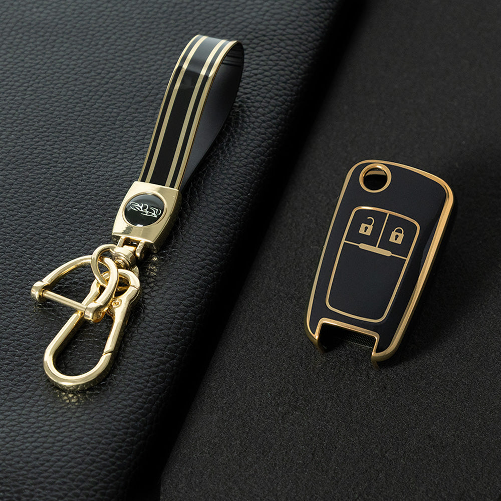 CED4T1 Black-Gold Plating Car Key Cover TPU Key Cover for Chevrolet Cruze Aveo Trax Sail Malibu for Opel Vauxhall Astra Corsa Meriva Insignia Key case