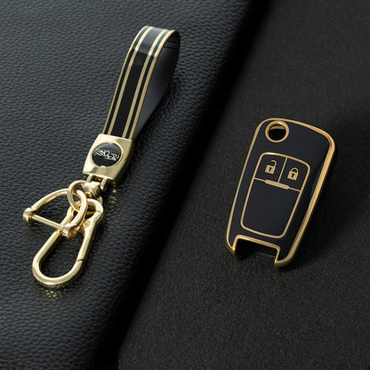 CED4T1 Black-Gold Plating Car Key Cover TPU Key Cover for Chevrolet Cruze Aveo Trax Sail Malibu for Opel Vauxhall Astra Corsa Meriva Insignia Key case