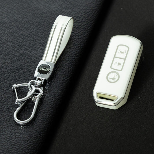HOQ1T1 White-Silver Plating For Honda PCX ADV 150 Sh 125 ADV 150 PCX 150 Smart Remote Full Protection Cover TPU Key Case Accessory Car Key Accessories