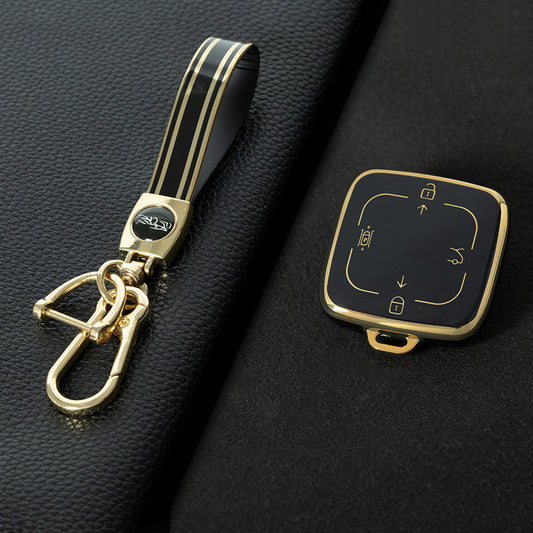 ZEA1T1 Black-Gold Plating Car Key Case Cover Suitable for ZEEKR Car Key Cover 001 007 X 009 Protector Shell Automobile Key Fob case Bag keychain