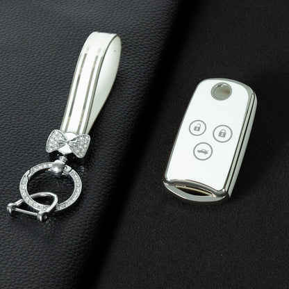 HOE1T1 White-Silver Plating TPU Car Key Case Cover for Honda Civic Accord Jazz CRV HRV CRZ for Acura TL TSX ZDX RSX