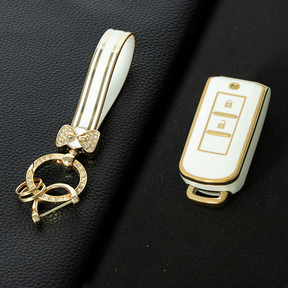 MIA2T1 White-Gold Plating TPU Car Key  Cover for Mitsubishi Outlander/ASX/Lancer/Eclipse Cross/Pajero