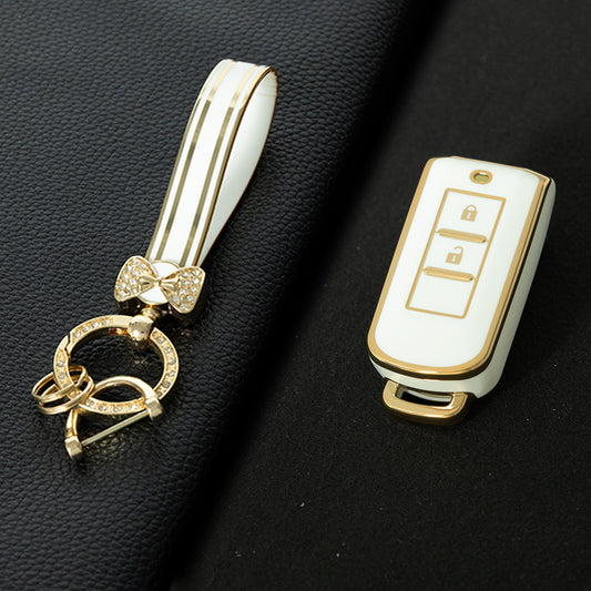 MIA2T1 White-Gold Plating TPU Car Key  Cover for Mitsubishi Outlander/ASX/Lancer/Eclipse Cross/Pajero