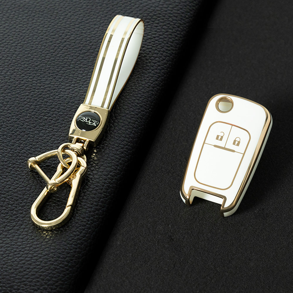 CED4T1 White-Gold Plating Car Key Cover TPU Key Cover for Chevrolet Cruze Aveo Trax Sail Malibu for Opel Vauxhall Astra Corsa Meriva Insignia Key case