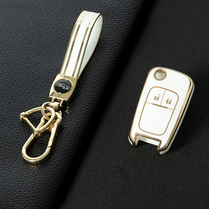 CED4T1 White-Gold Plating Car Key Cover TPU Key Cover for Chevrolet Cruze Aveo Trax Sail Malibu for Opel Vauxhall Astra Corsa Meriva Insignia Key case