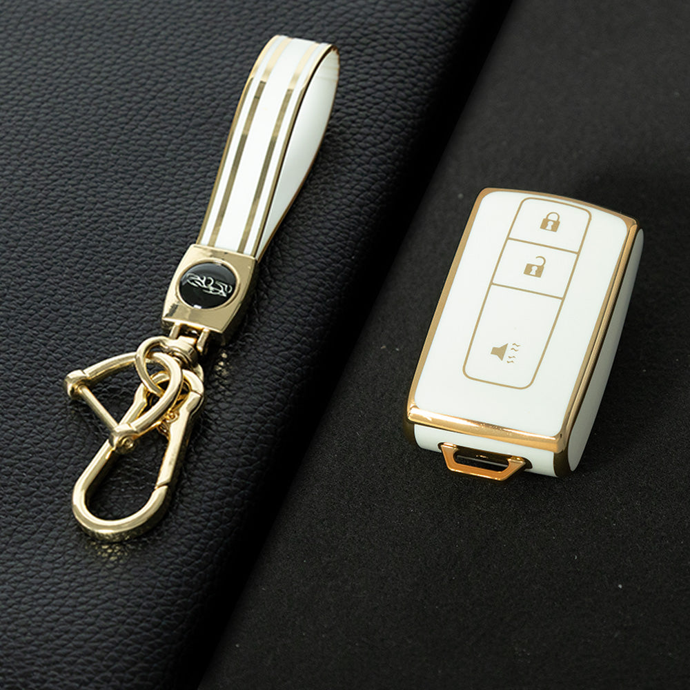 TOF2T1 White-Gold Plating New Soft TPU Car Key Case Cover Holder for Toyota Prius 06 2006 Car Key Smart Protection Shell Fob Car Accessories