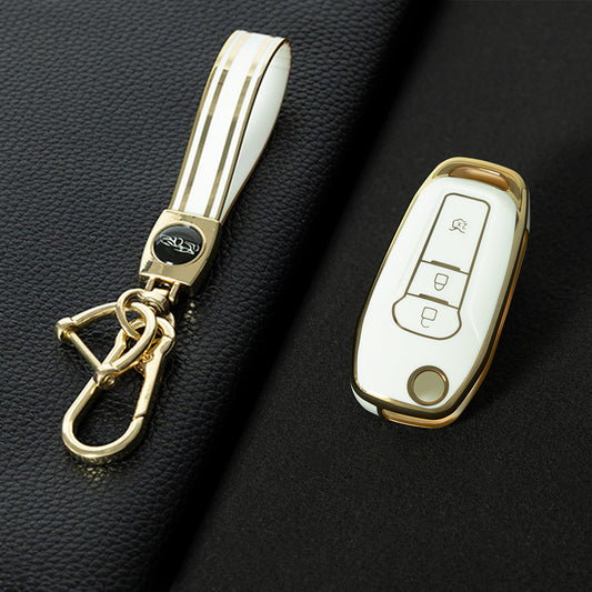 FOA1T1 White-Gold Plating Car Key Cover Hot Sale TPU Car Key Case for Ford ESCORT Edge Taurus Ecosport Car Key Shell Cover