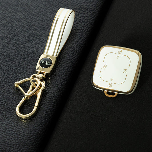ZEA1T1 White-Gold Plating Car Key Case Cover Suitable for ZEEKR Car Key Cover 001 007 X 009 Protector Shell Automobile Key Fob case Bag keychain