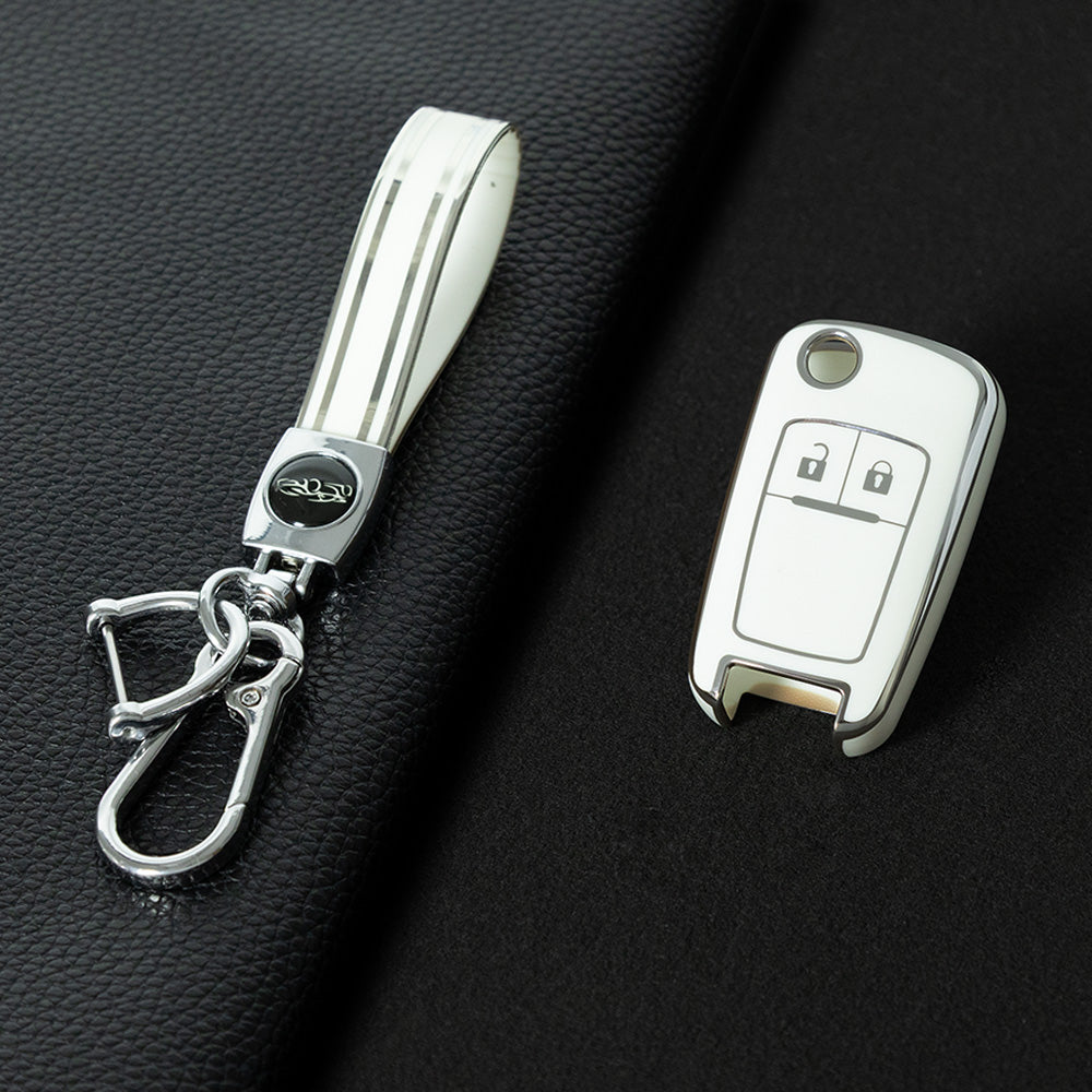 CED4T1 White-Silver Plating Car Key Cover TPU Key Cover for Chevrolet Cruze Aveo Trax Sail Malibu for Opel Vauxhall Astra Corsa Meriva Insignia Key case