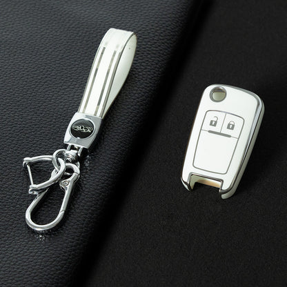 CED4T1 White-Silver Plating Car Key Cover TPU Key Cover for Chevrolet Cruze Aveo Trax Sail Malibu for Opel Vauxhall Astra Corsa Meriva Insignia Key case
