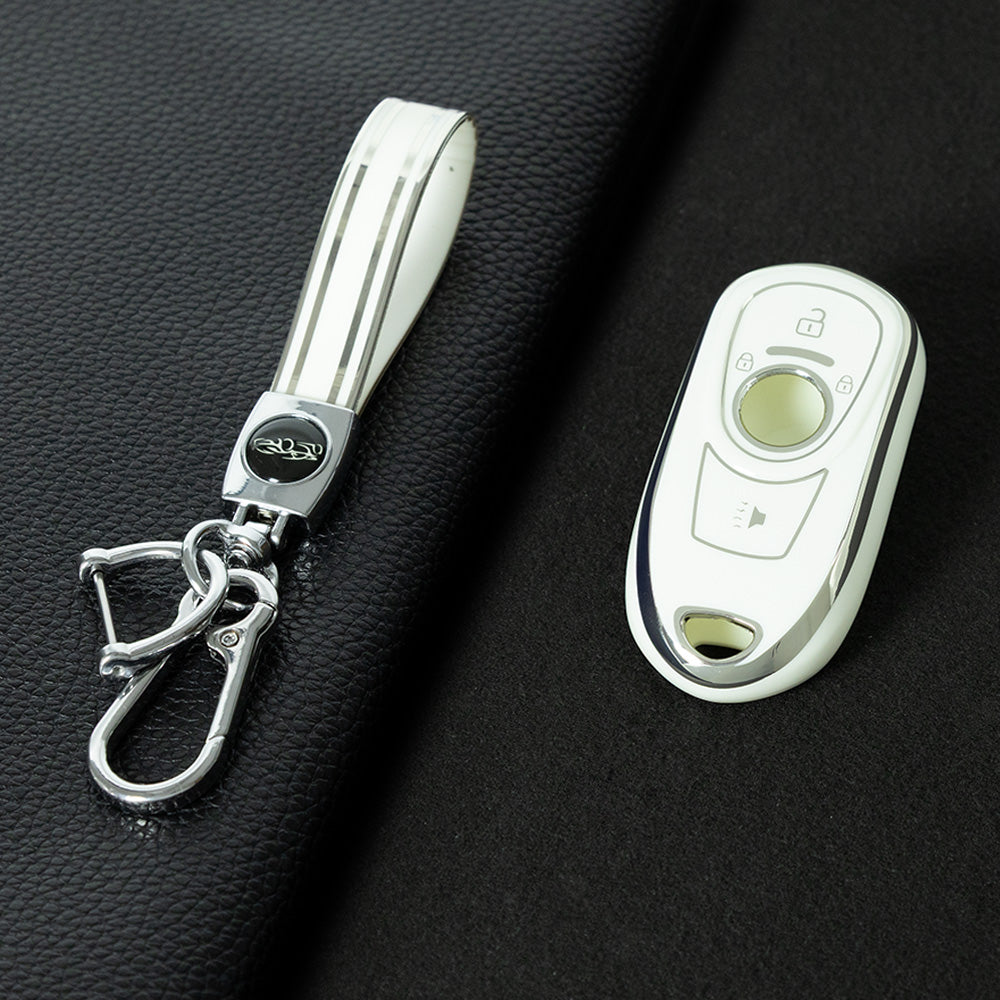 BUA1T1 White-Silver Plating Fashion TPU Car Key Case Cover Shell for Buick Envision Verano Encore GS 20T 28T New LACROSSE Opel Astra K Keyless Protector Fob