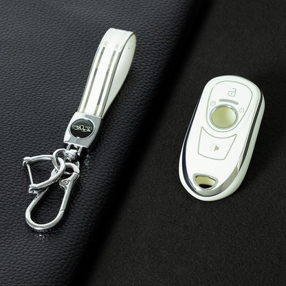 BUA1T1 White-Silver Plating Fashion TPU Car Key Case Cover Shell for Buick Envision Verano Encore GS 20T 28T New LACROSSE Opel Astra K Keyless Protector Fob