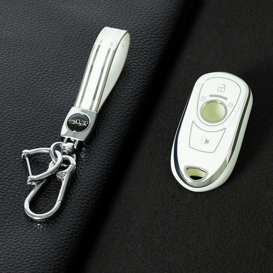 BUA1T1 White-Silver Plating Fashion TPU Car Key Case Cover Shell for Buick Envision Verano Encore GS 20T 28T New LACROSSE Opel Astra K Keyless Protector Fob