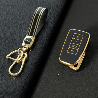 LEA3T1 Black-Gold Plating TPU Car Key Cover Fob for Lexus NX IS RX ES GX LX LS UX GS 200 260 300 350 NX200 NX300 RX350 ES300
