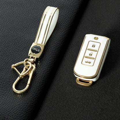 MIA1T1 White-Gold Plating TPU Car Remote Key Case Cover Shell for Mitsubishi Outlander ASX Pajero LANCER Sport Eclipse 3 Buttons Smart Keyless Fob