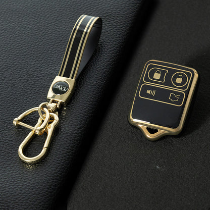 FOK1T1 Black-Gold Plating4 Buttons Key Remote Protective Sleeve Cover for Ford Car Wireless Key Cover Case