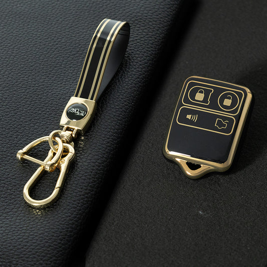 FOK1T1 Black-Gold Plating4 Buttons Key Remote Protective Sleeve Cover for Ford Car Wireless Key Cover Case