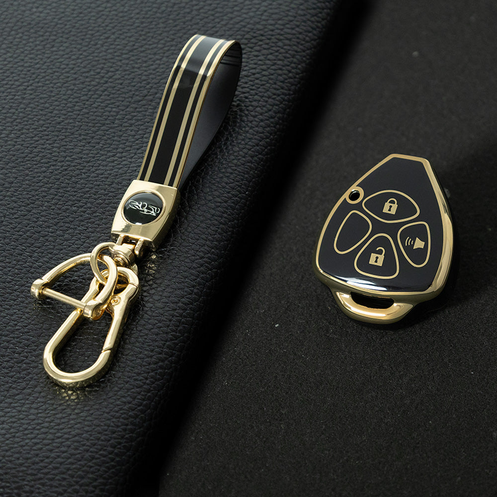 TOT5T1 Black-Gold Plating TPU Key FOB Covers for Toyota Scion FR-S Avalon Corolla Matrix Venza BRZ 86