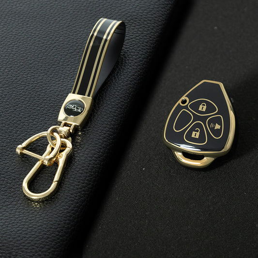 TOT5T1 Black-Gold Plating TPU Key FOB Covers for Toyota Scion FR-S Avalon Corolla Matrix Venza BRZ 86