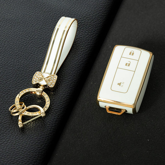 TOF2T1 White-Gold Plating New Soft TPU Car Key Case Cover Holder for Toyota Prius 06 2006 Car Key Smart Protection Shell Fob Car Accessories