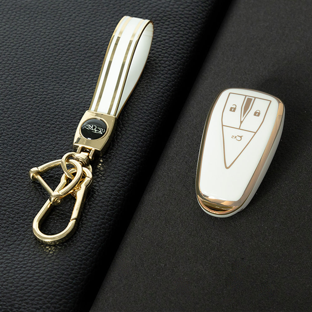 CHC1T1 White-Gold Plating Car Key Cover For TPU Car Key Cover Shell Remote Key Protection Case Car Interior Accessories  Changan CS35 CS55 CS75 PLUS 2019
