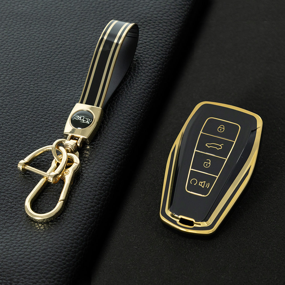 GEB3T1 Black-Gold Plating Car Key Cover For Geely Auto Tugella EPro Emgrand L S GS GL EV RS Coolray Atlas Pro Proton X7 Geometry Fob