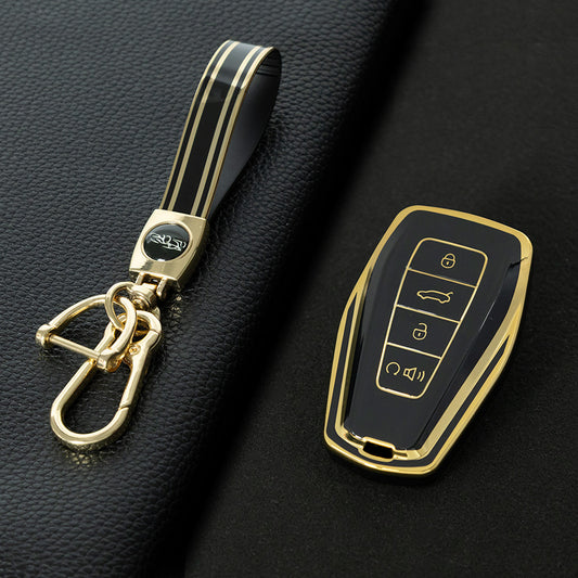 GEB3T1 Black-Gold Plating Car Key Cover For Geely Auto Tugella EPro Emgrand L S GS GL EV RS Coolray Atlas Pro Proton X7 Geometry Fob