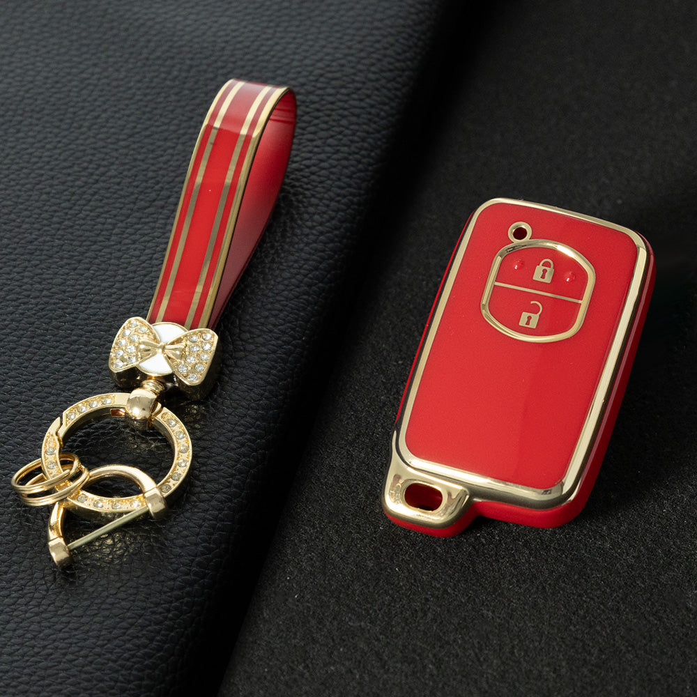 TOG2T1 Red-Gold Plating Car Key Cover Soft TPU Car Key Case Cover for Toyota Camry Highlander Crown Prado Land Cruiser Vitz Prius Corolla Accessories