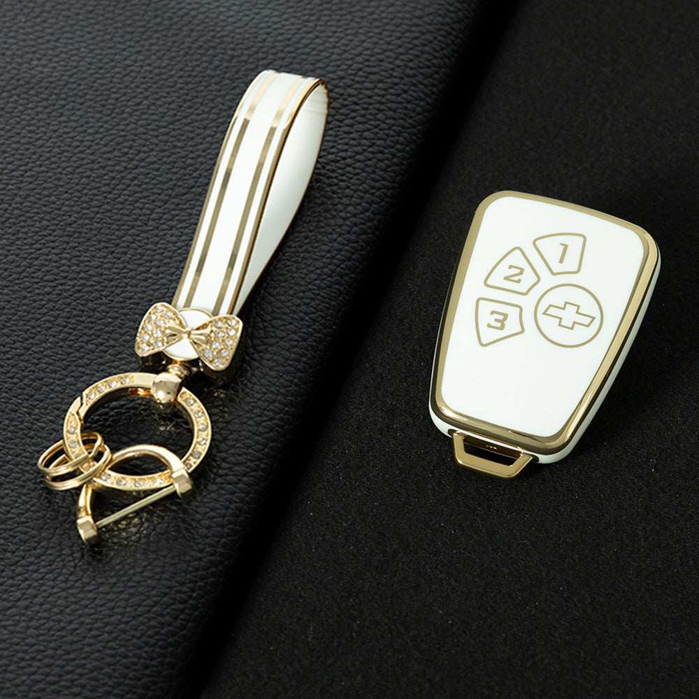 CEY1T1 White-Gold Plating TPU Car Key Case Cover for Chevrolet Cruze 4 Buttons Hot Selling Auto Llave Accessories