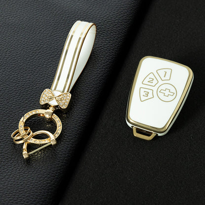 CEY1T1 White-Gold Plating TPU Car Key Case Cover for Chevrolet Cruze 4 Buttons Hot Selling Auto Llave Accessories