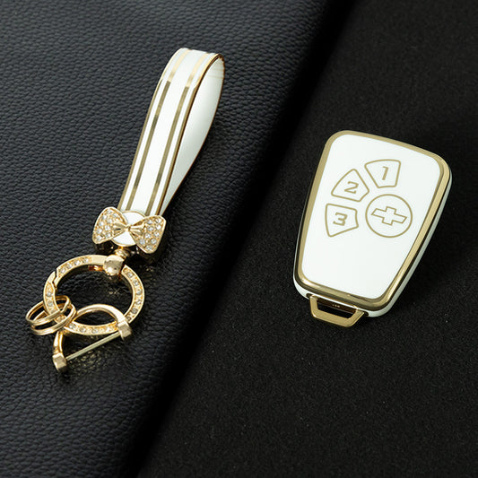 CEY1T1 White-Gold Plating TPU Car Key Case Cover for Chevrolet Cruze 4 Buttons Hot Selling Auto Llave Accessories