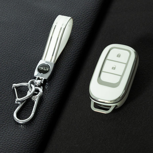 HOB2T1 White-Silver Plating Car Key Cover Suitable for Honda CRV Style Key case Civic HRV Accord XRV Yingshipai Haoyingbin Intelligent Bag Buckle keychain