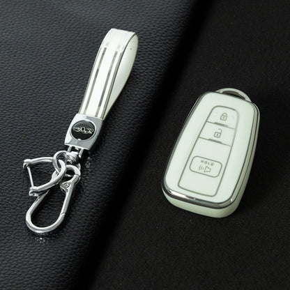 TOB3T1 White-Silver Plating Key case for Toyota Key Shells Noah 80/Voxy 80/Harrier 60/Esquaire/New Sienta Car Key Case TPU Protect Cover Carkey Shells