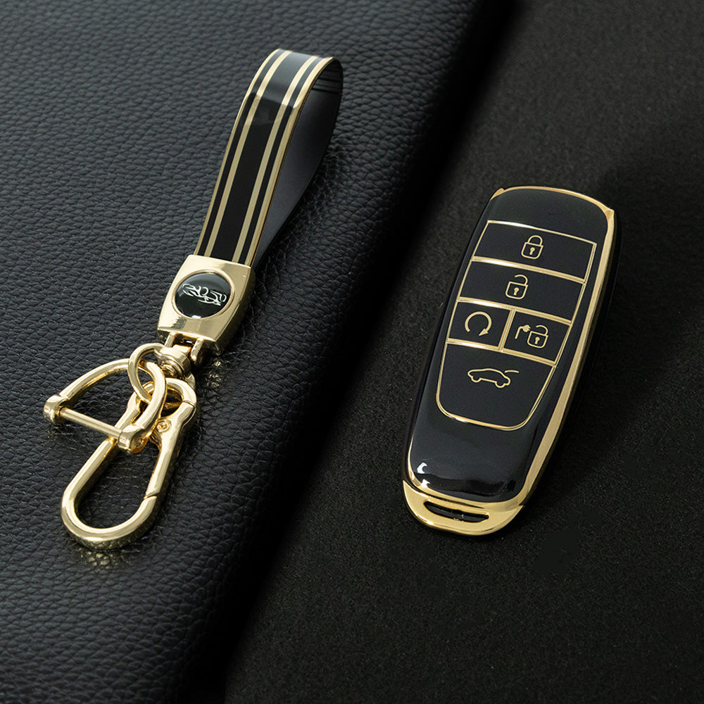 TRB1T1 Black-Gold Plating Car Key Cover Key Case Cover for Gac New Energy Trumpchi Aion S V Y LX Car Accessories Car-Styling Holder Shell Keychain Protection