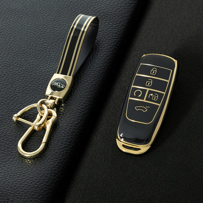 TRB1T1 Black-Gold Plating Car Key Cover Key Case Cover for Gac New Energy Trumpchi Aion S V Y LX Car Accessories Car-Styling Holder Shell Keychain Protection