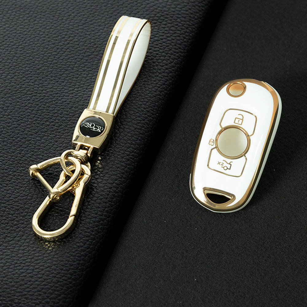BUB1T1 White-Gold Plating Soft TPU Car Flip Key Case Cover for Buick VERANO ENCORE GX GL6 for Opel Vauxhall Astra K Corsa E Protector Shell Accessories