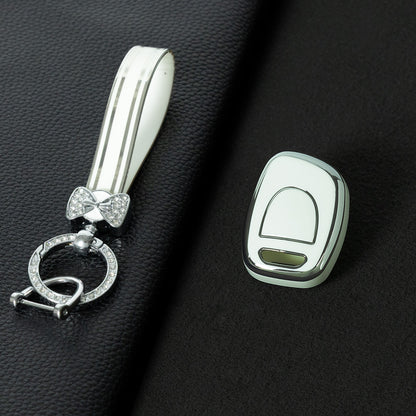 REE1T1 White-Silver Plating Car Key Cover New Soft TPU Car Remote Key Case Cover Shell Fob for Renault Master Kangoo Clio 2 Symbol Twingo1 Ph2 Clio 2 PH2 Clio