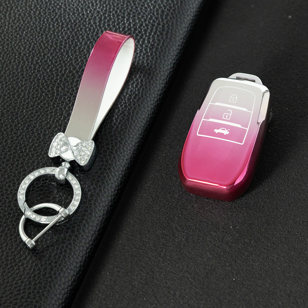 TOC1T1 Gradient Pink Car Key Cover For TPU Soft Car Key Fob Cover Smart Key Shell Case Protector Suitable for Toyota Corolla Camry Levin RAV4 Reiz