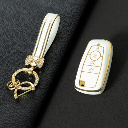 FOB3T1 White-Gold Plating Suitable for Mondeo Keycases, Ruiji Car Keychains, High-end Taurus Ruijie Fox Car Key Remote Control keychain