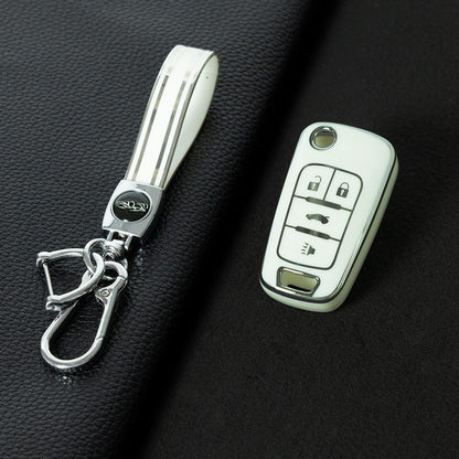 BUE2T1 White-Silver Plating TPU Protective Car Key Fob Cover Shell Buick Chevrolet Cruze Vauxhall Mokka Encore Blazer Model Suitable Key Accessories