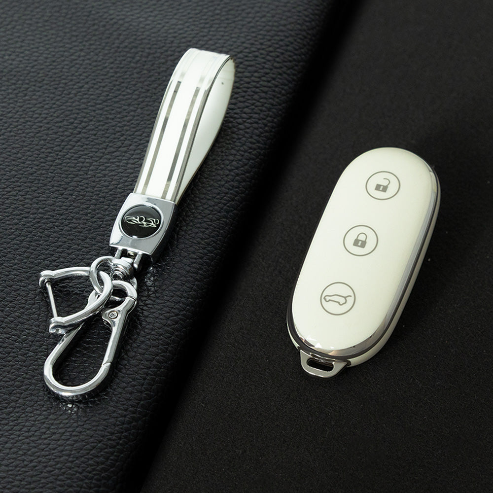 LIB1T1 White-Silver Plating Car Key Cover TPU Material Remote Car Key Case Cover Auto Key Shell Fob Protector Lossless Signal Fit for Lixiang L9 L7 L8 L6