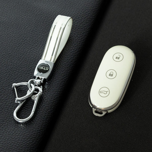 LIB1T1 White-Silver Plating Car Key Cover TPU Material Remote Car Key Case Cover Auto Key Shell Fob Protector Lossless Signal Fit for Lixiang L9 L7 L8 L6