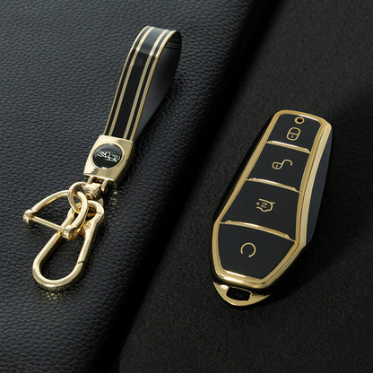 BYD1T1 Black-Gold Plating Car Key Cover For BYD E2/E3/Song PRO/Yuan Plus/Dolphin Remote Key FOB Cover Accessories