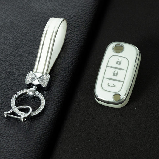 REI1T1 White-Silver Plating Soft TPU Key Case Cover for Renault Fluence Clio Megane for Mercedes for LADA Vesta Granta XRay Kalina Priora Sedan Sport
