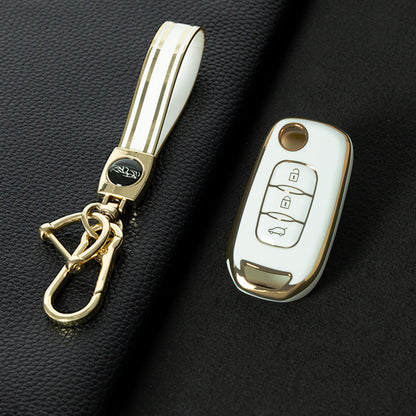 REB1T1 White-Gold Plating Car Key Cover For Renault 3-Button Flip Fob Key Shell Case Remote Cover for Clio Twingo Megane Scenic Laguna Espace Kangoo Safrane Cars
